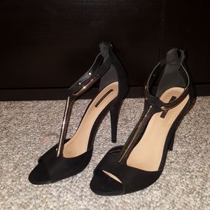 Black T-strap heels